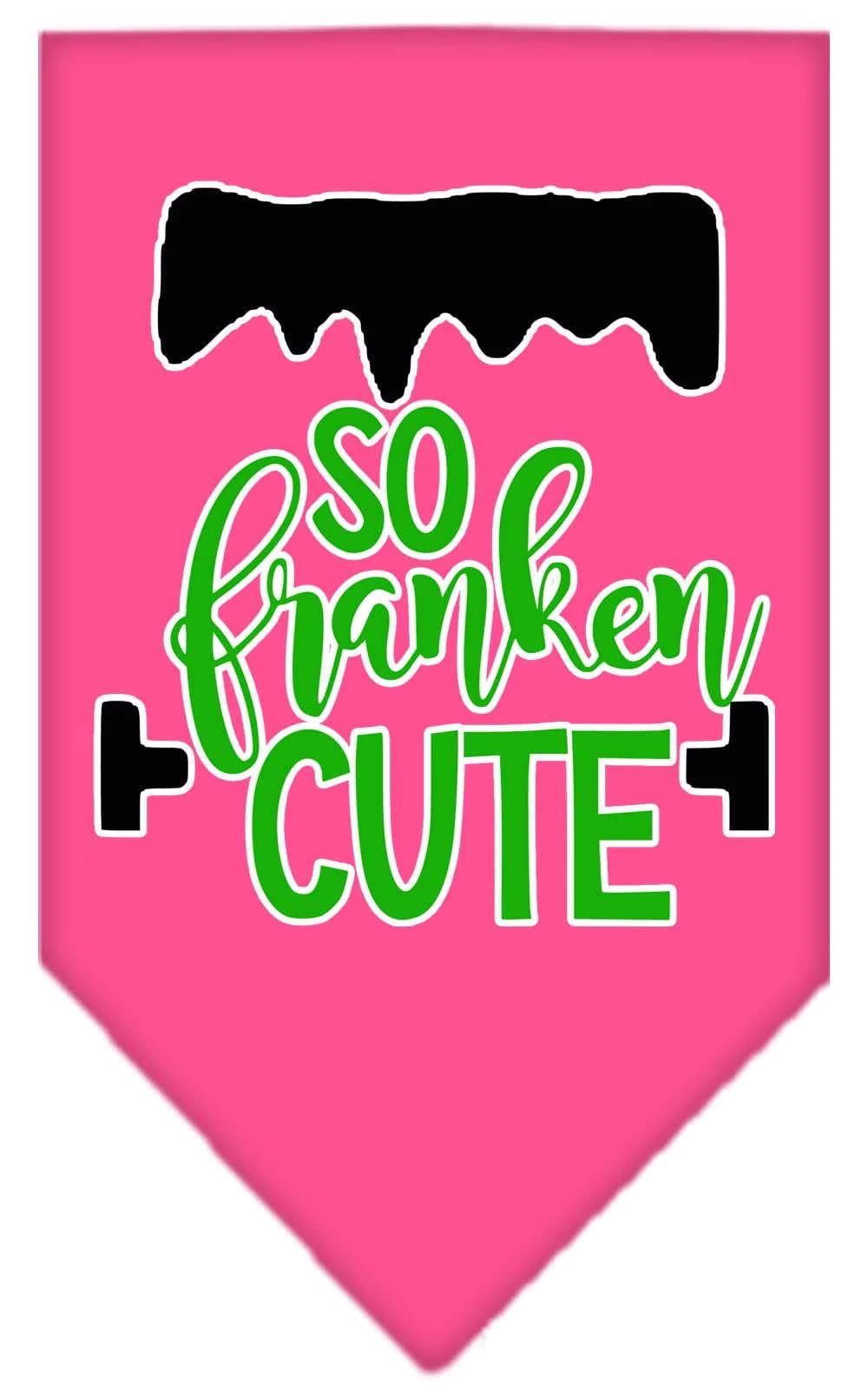 Halloween Pet and Dog Bandana Screen Printed, "So Franken Cute" Navy Blue Small