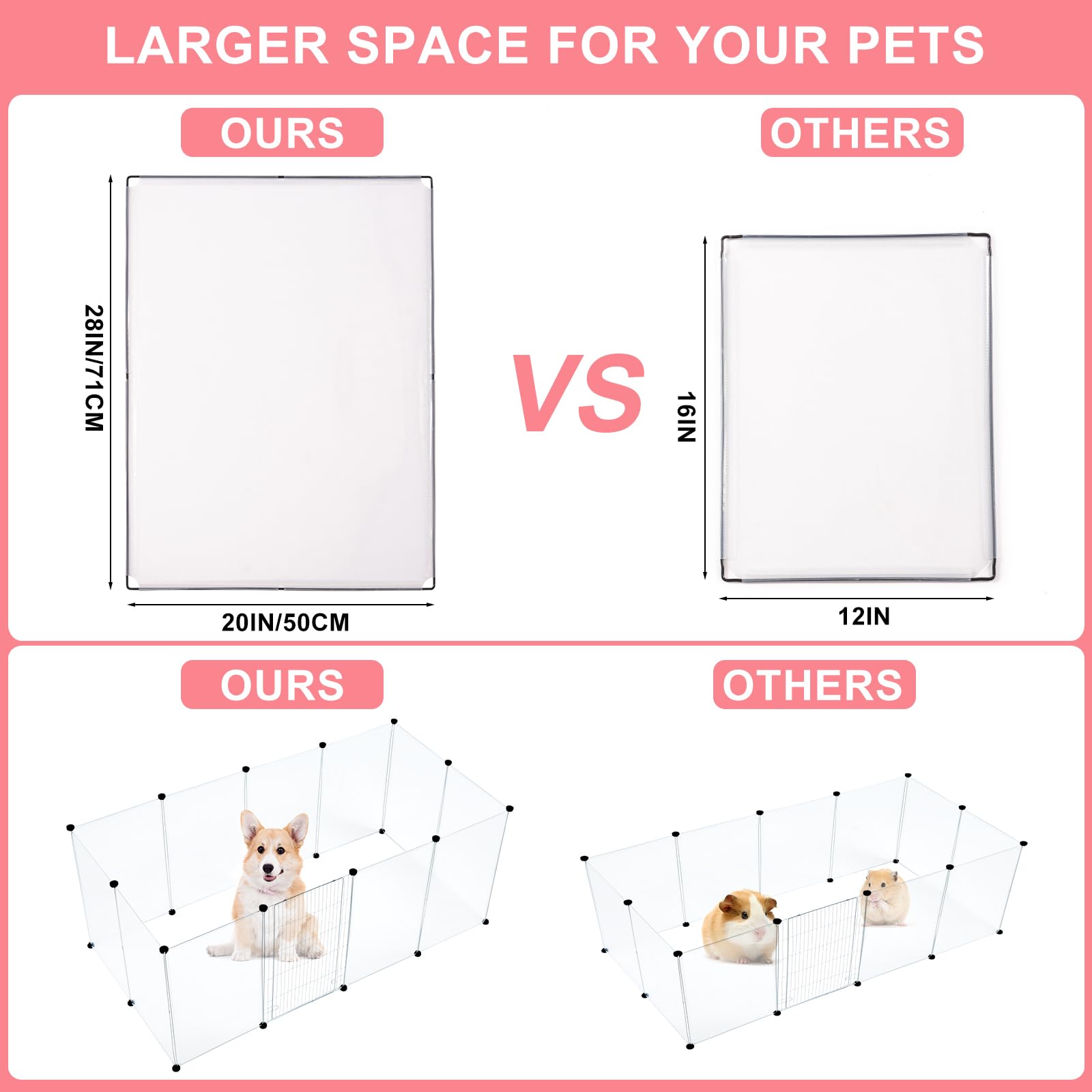 BRIAN & DANY Dog Playpen - Portable Indoor Transparent Pet Playpen for Small Animals, 80" L x 40" W x 28" H, Smoke Grey, Model PL132