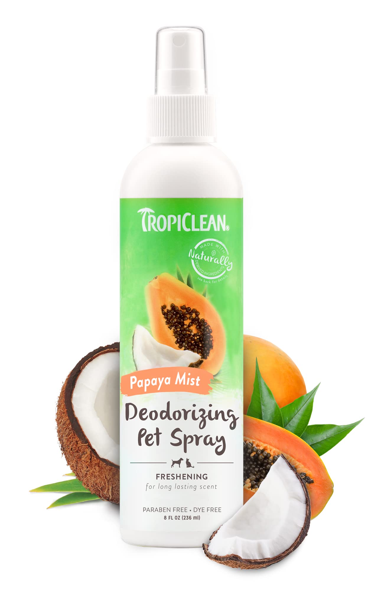 Tropiclean Dog Perfume, Long Lasting Papaya Cologne, Deodorizing Spray For Smelly Dogs, After Bath Detangling Spray With Vitamin