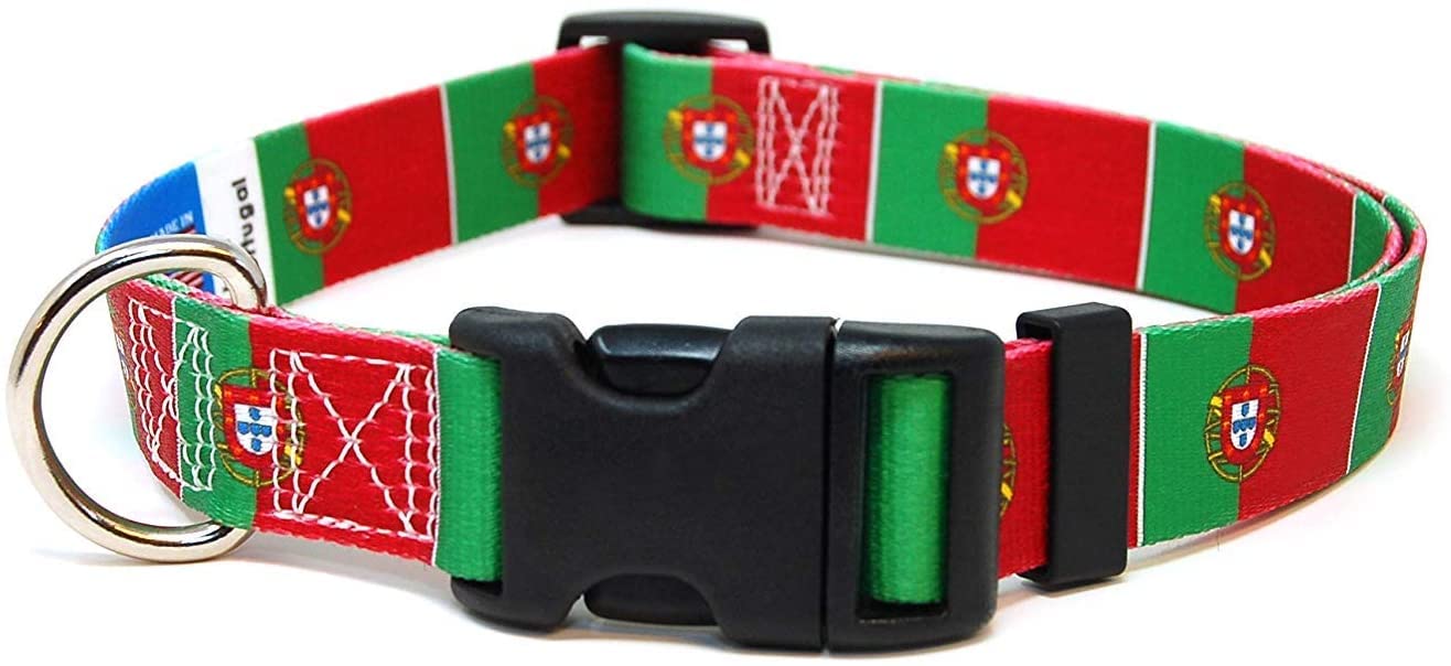 Portugal Dog Collar | Portugal Flag | Quick-Release Buckle | Made In Nj, Usa | For Extra Large Dogs