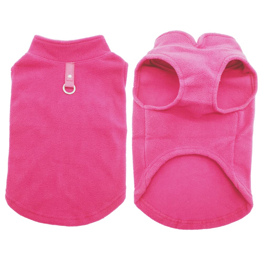 Dog Fleece Vest Soft Winter Jacket Sweater With D-Ring Leash Cold Weather Coat Hoodie For Small Medium Large Dogs Dark Pink X-La