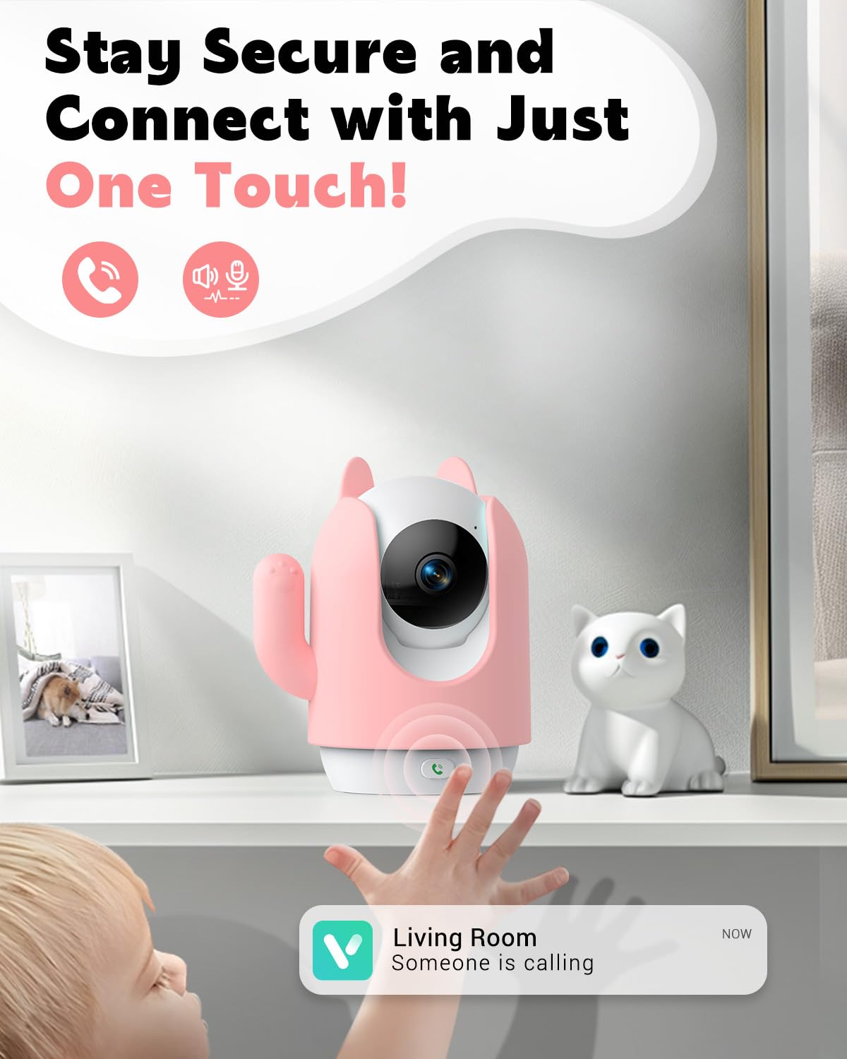 Maxiviz Pet Camera, 2K Indoor Security Camera, 360 Dog Cameras With Phone App, Video Monitor One-Touch Call, Ai Motion Detection