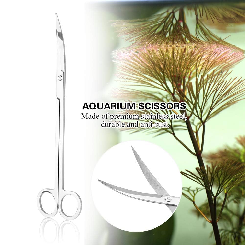 Aquascape Tools, 25cm Stainless Steel Aquarium Plant Scissors Extra Long Aquarium Trim Tool aquarium cleaning tools for Aquatic
