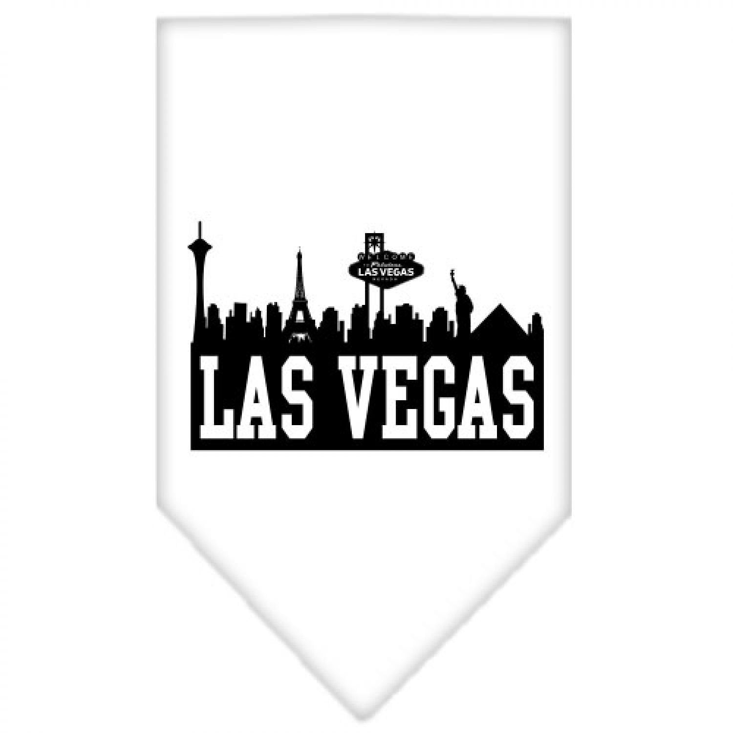 Mirage Pet Products Las Vegas Skyline Screen Print Bandana, Small, White