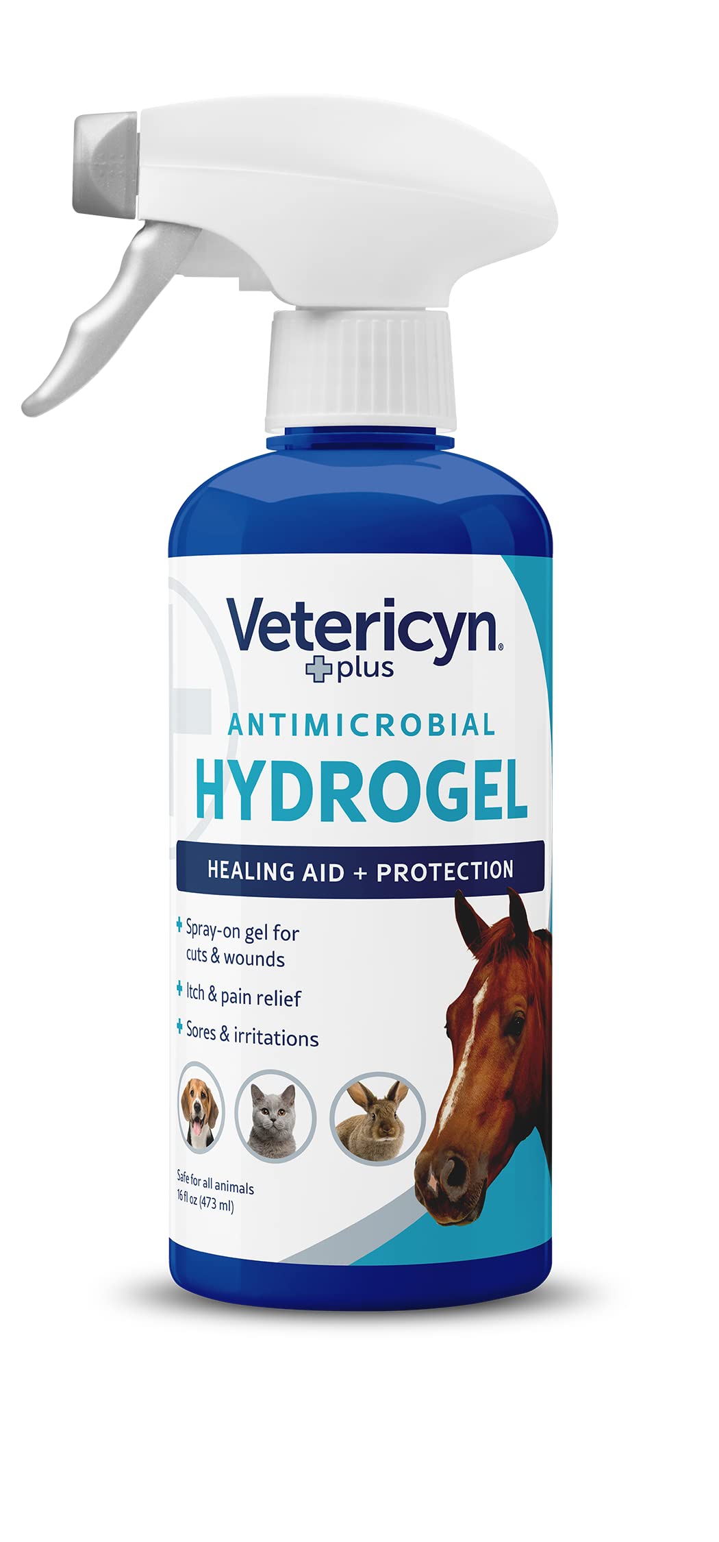 Vetericyn Plus All Animal Wound Care Hydrogel Spray | Healing Aid And Wound Protectant, Sprayable Gel To Relieve Dog, Cat, Horse Itchy Skin, Safe For All Animals. 16 Ounces