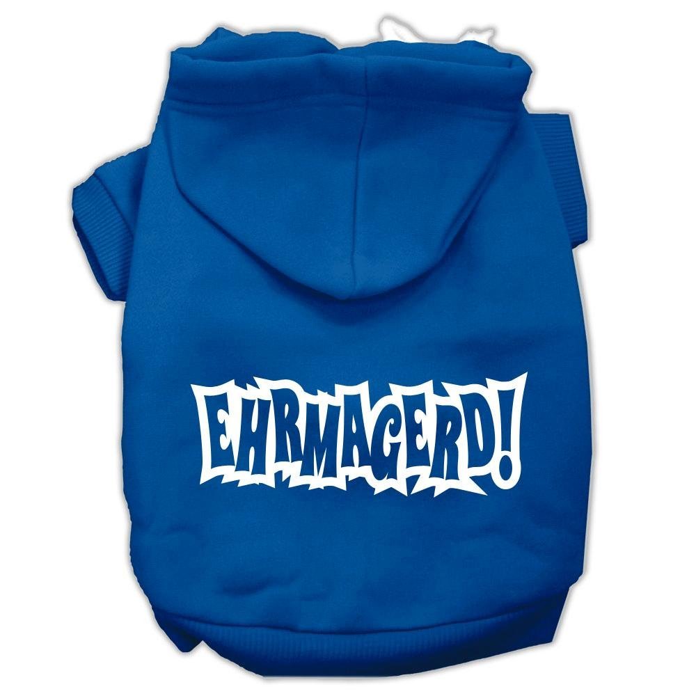 Pet, Dog & Cat Hoodie Screen Printed, 'Ehrmagerd' Blue Sm (3-6 Lbs.)