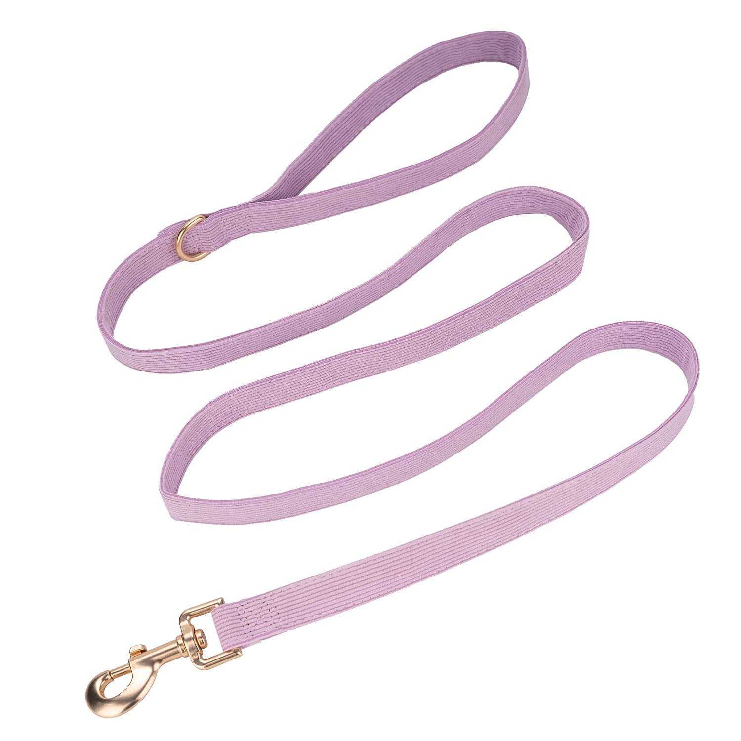 Ewinoom Soft Corduroy Dog Collar and Leash Set, Adjustable Cotton Dog Collars with Metal Buckle and Lead for Large Dogs,Lilac