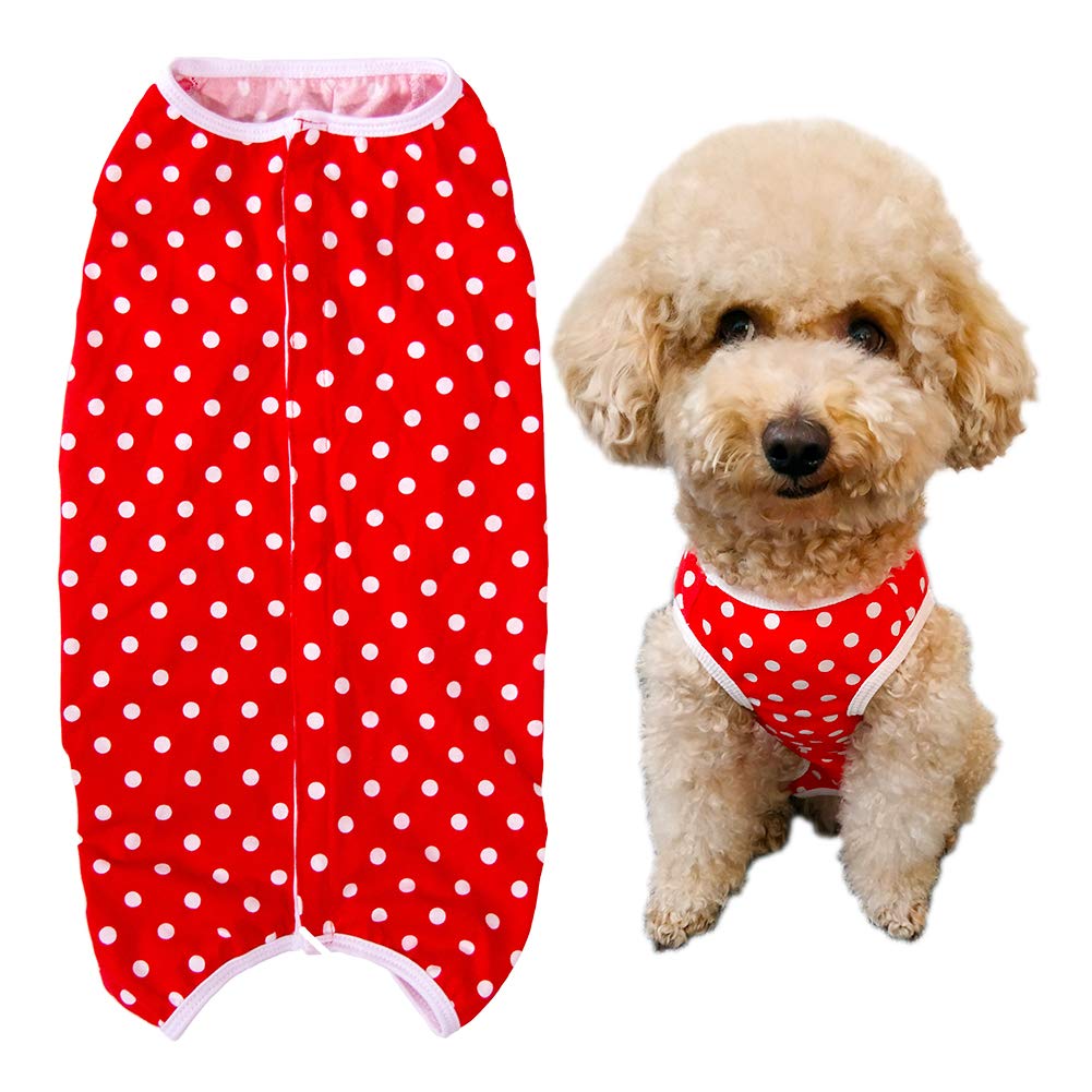 Dogs Recovery Suit Post Surgery Shirt For Puppy, Wound Protective Clothes For Little Animals(Red Spot-Xl)