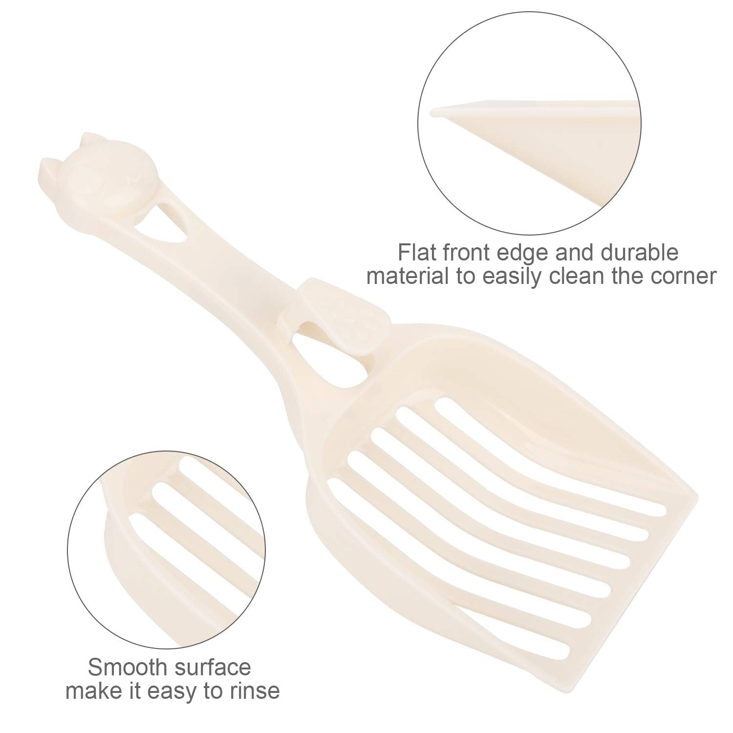 Depets Cat Litter Scoop, Litter Scoop With Wide Slats, Kitty Litter Scooper For Pine Pellets, Durable Plastic Litter Sifter Scoop - Designed For Easy Sifting, Milky White