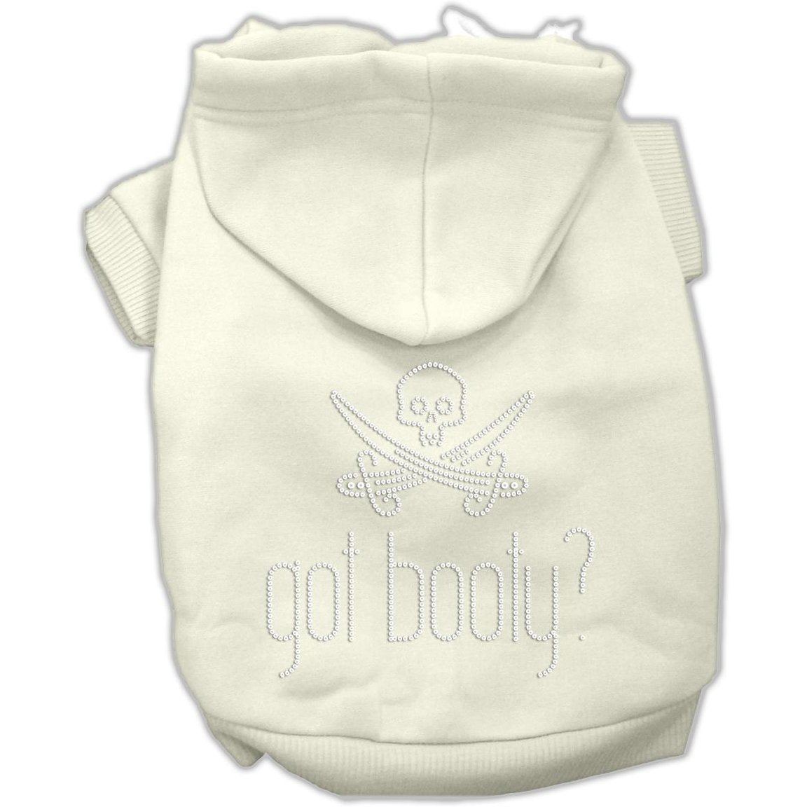 Pet, Dog & Cat Hoodie Rhinestone, Got Booty? Cream SM (3-6 lbs.)