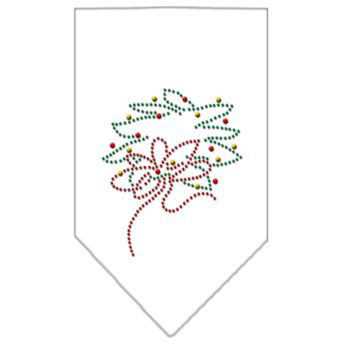 Christmas Pet and Dog Bandana Rhinestone, &quot;Wreath&quot; White Large