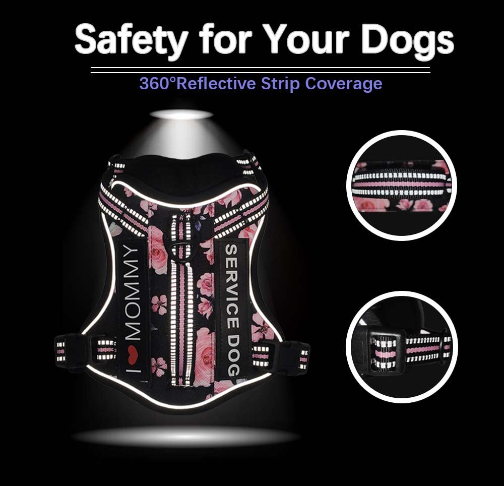 Foxyep Tactical Dog Harness,Working Dog MOLLE Vest with Handle for Medium Dogs No Pull Adjustable Pet Harness Reflective Strapwi