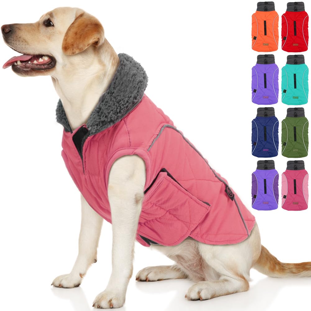Emust Winter Coats - Warm Dog Jacket, British Style, Fleece, Windproof For Cold Weather, Pink, Xs