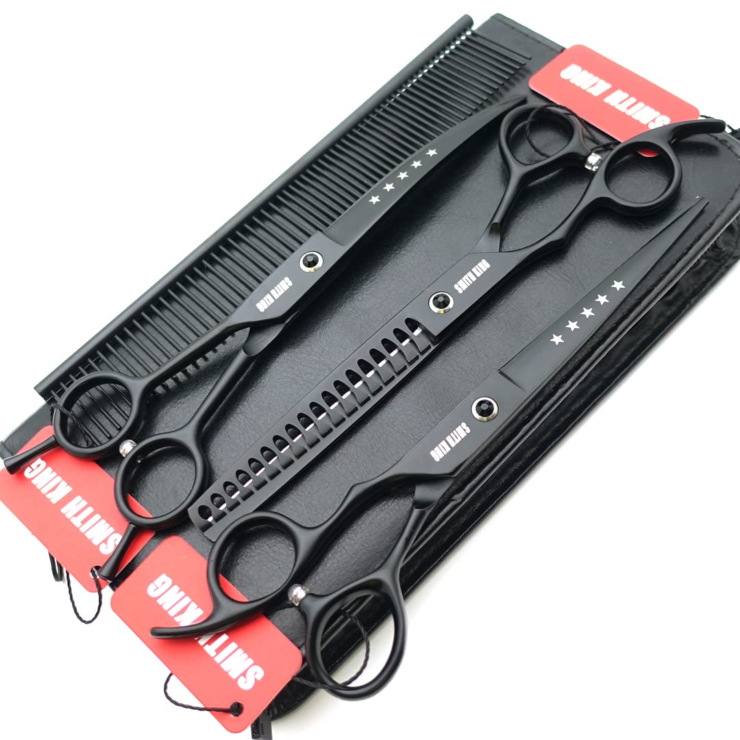 7.0 Inches Professional Dog Grooming Scissors Set Straight & Curved & Chunkers & Comb 4Pcs In 1 Set