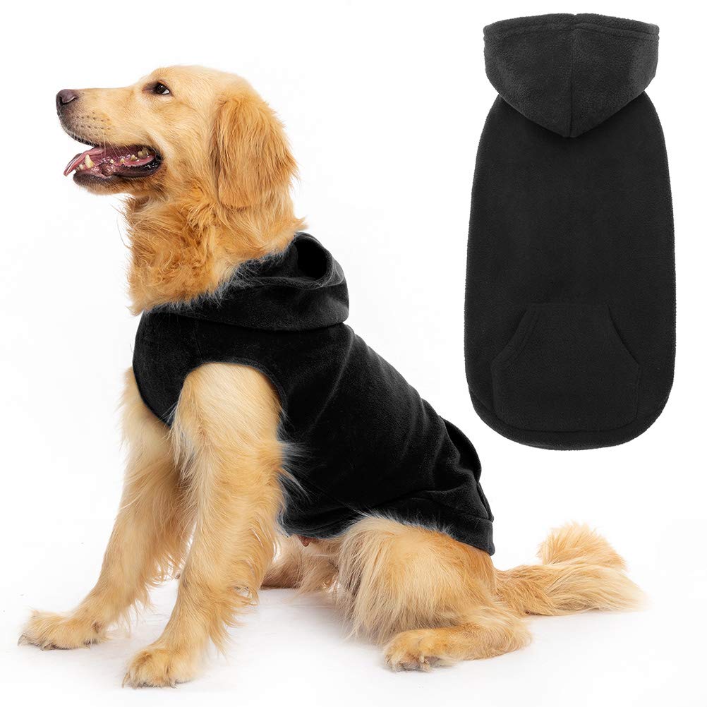 Expawlorer Dog Hoodie With Pocket, Polar Fleece Dog Sweatshirt Fall Cold Winter Sleeveless Sweater With Hood, Warm Cozy Pet Clot