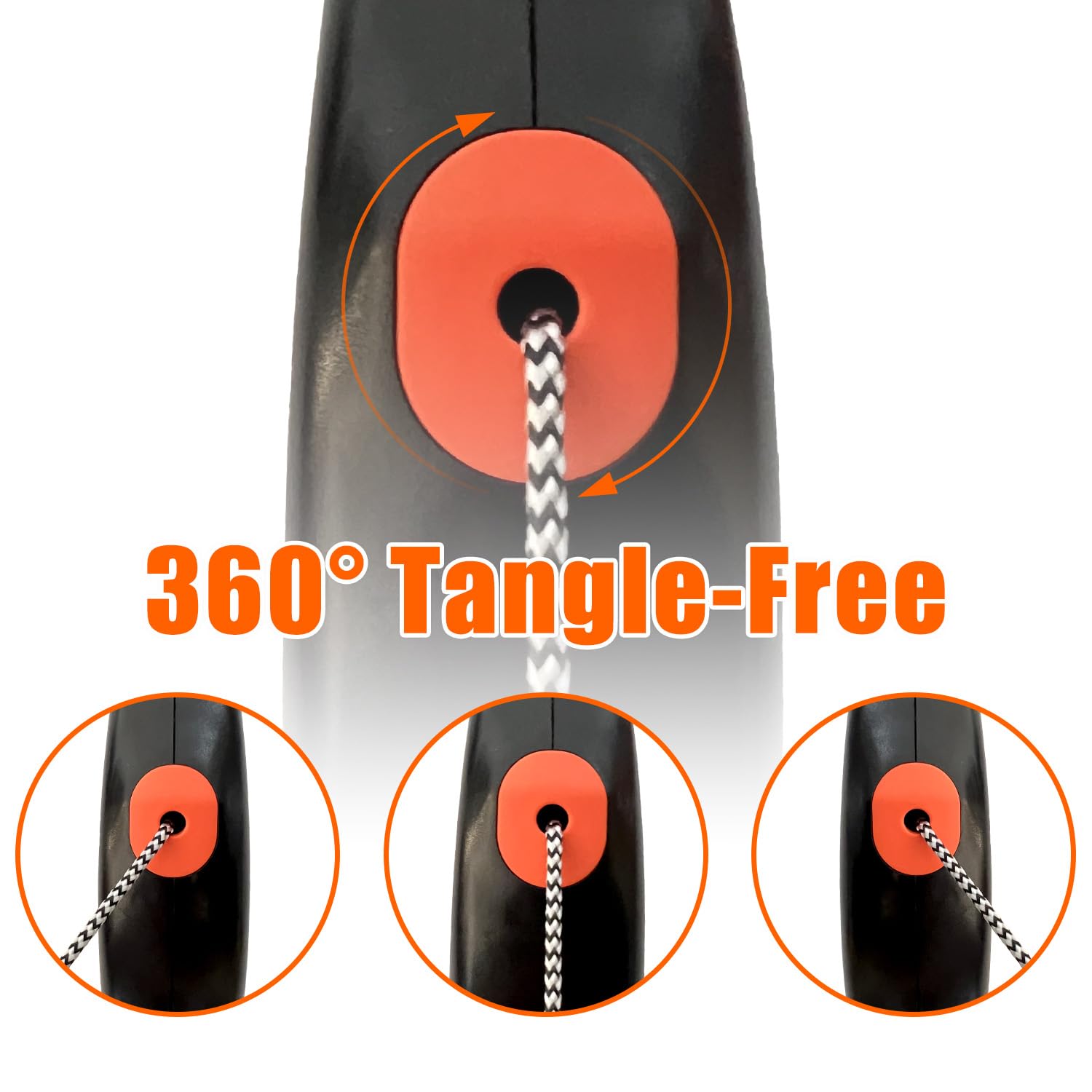 Retractable Dog Leash 30 Ft, Hh Together 360 Tangle-Free Leash For Medium Large Dogs Up To 77 Lbs, Heavy Duty, One-Handed Brake,