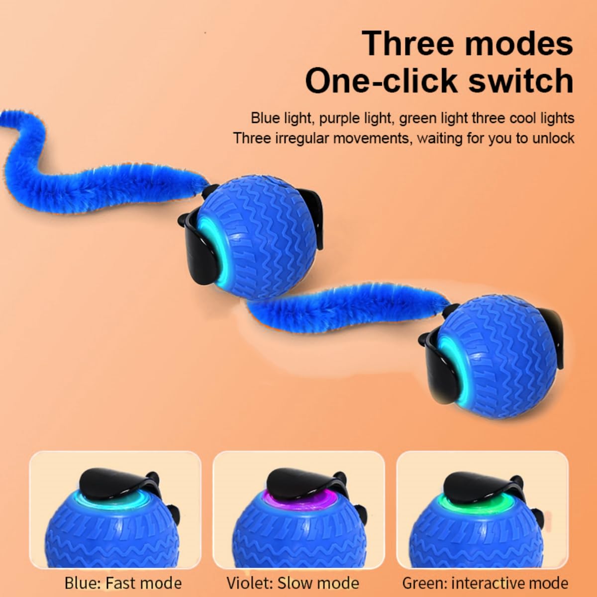 Uubei Interactive Electric Cat Ball Toys With 3 Model Smart Rechargeable Toy Balls Rolling Ball With Tail For Bored Indoor Cats