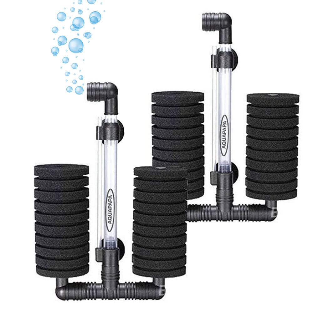 Aquarium Bio Sponge Filter 2 Pcs For Fry Betta Shrimp Fish Tank Up To 55 Gallon Each., Quiet, Double Sponges