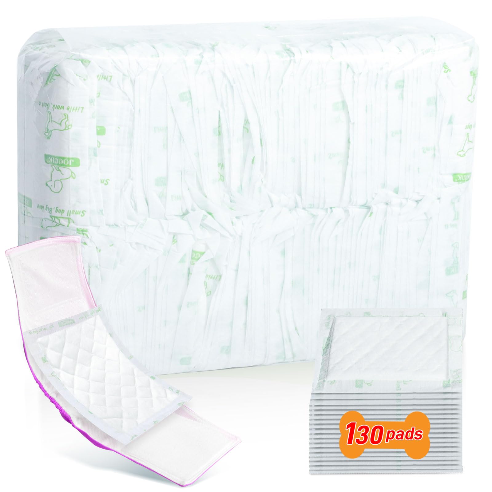 Dog Diaper Liners For Male And Female Dogs, 130Ct, Super Absorbent Disposable Dog Diapers Booster Pads Fit Most Pet Belly Bands 