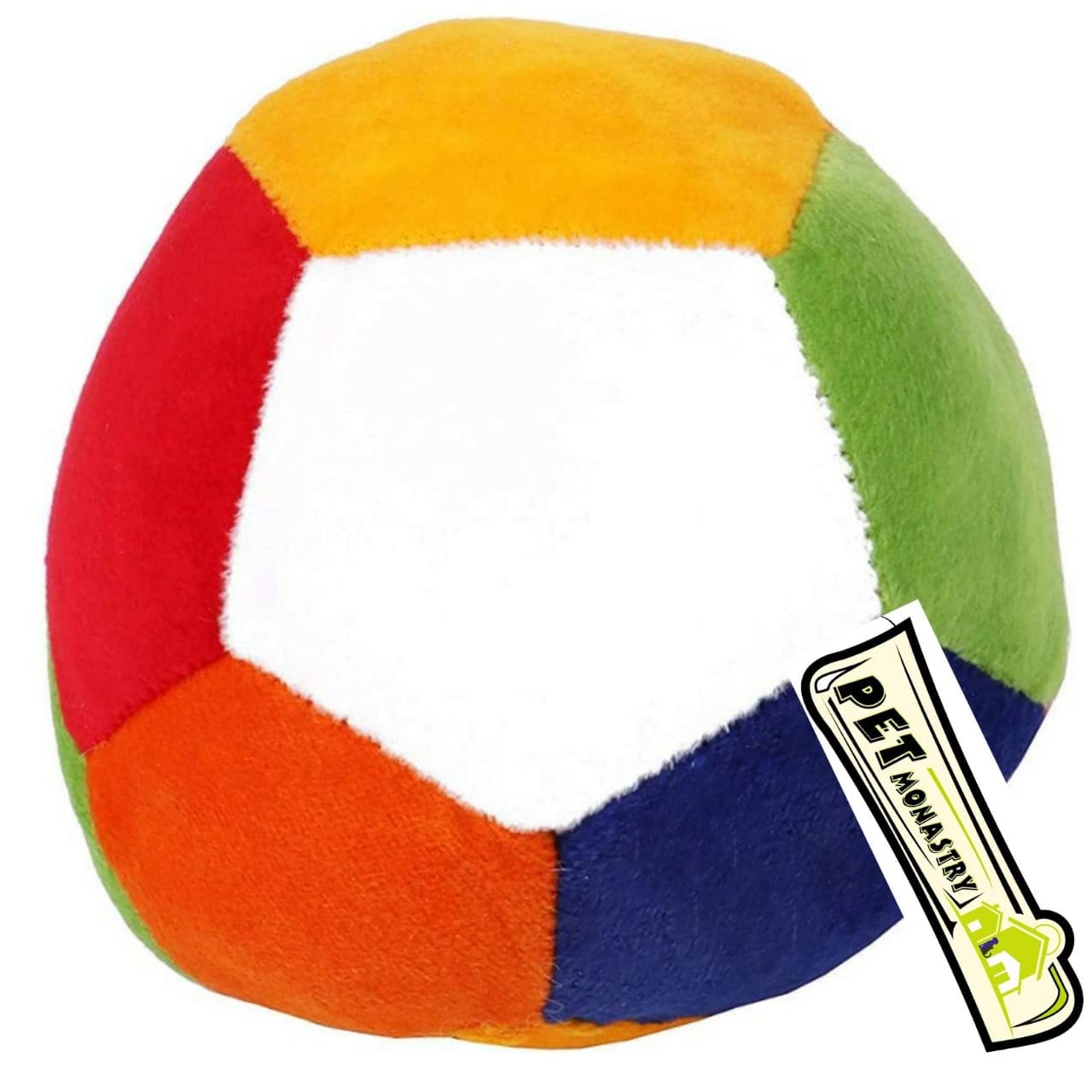 Pet Monastry Plush Rattle Ball for Puppy, Dog & Cat Chew Toys, Teething Toys (Multicolored, Small Breeds, Pack of 1)
