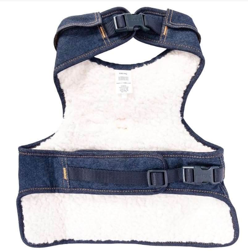 Wrangler Dark Wash Dog Vest Harness With Sherpa-Xl
