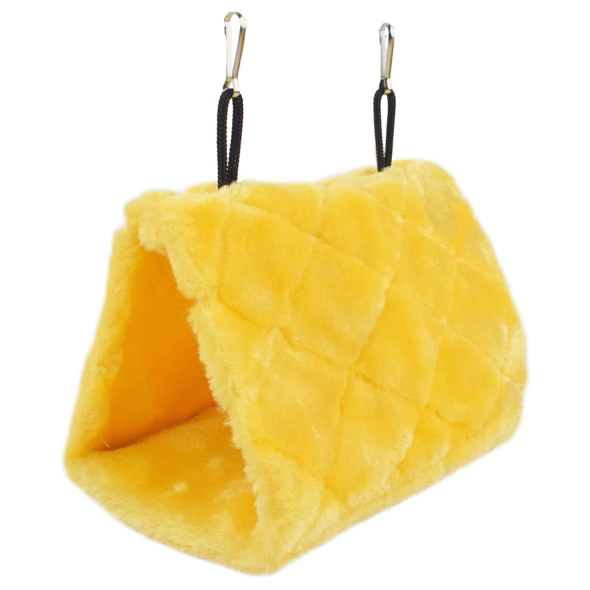 Cdycam Pet Bird Nest Hammock Hanging Cave Cage Plush Snuggle Happy Hut Tent Bed, Yellow (Large (11.8:X 6.3''X 8.66''))