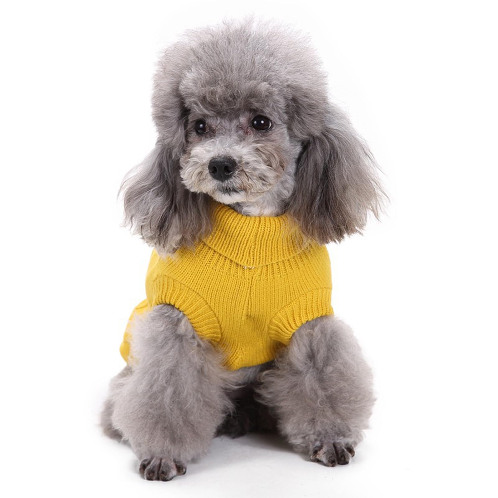 Chborchicen Small Dog Sweaters Knitted Pet Cat Warm Dog Sweatshirt Winter Clothes Kitten Puppy Sweater (Large,Yellow)