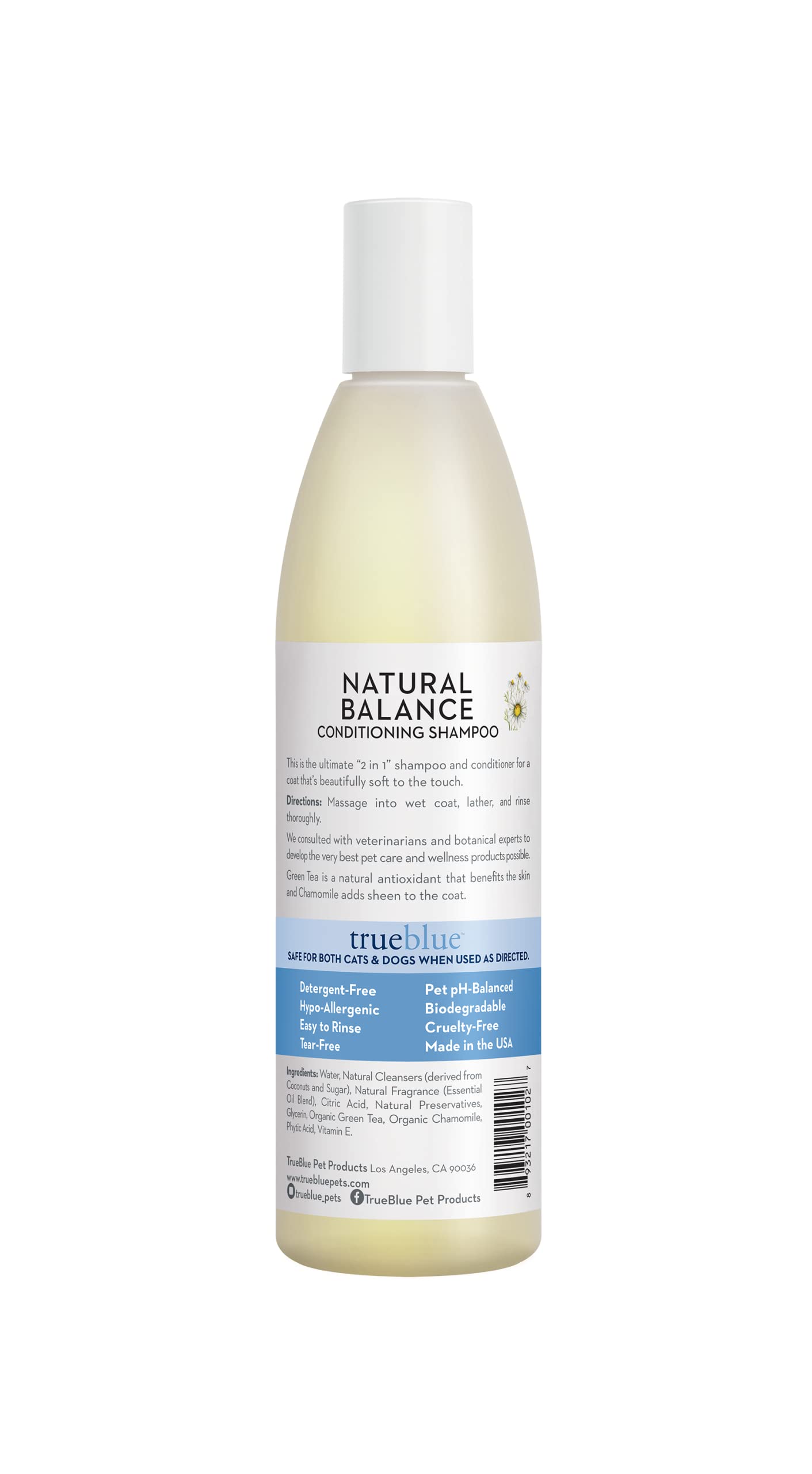Trueblue Natural Balance Conditioning Dog Shampoo With Green Tea & Chamomile - Cleansing Wash, Deodorizing, Moisturizing – Toxin Free, Natural Botanical Blend – Tearless Cleaner – 12 Fl. Oz.