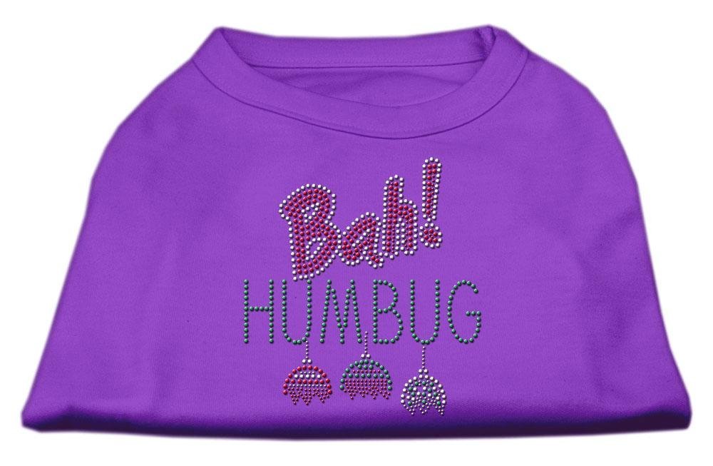Christmas Pet Dog & Cat Shirt Rhinestone, Bah Humbug Purple XS (0-3 lbs.)
