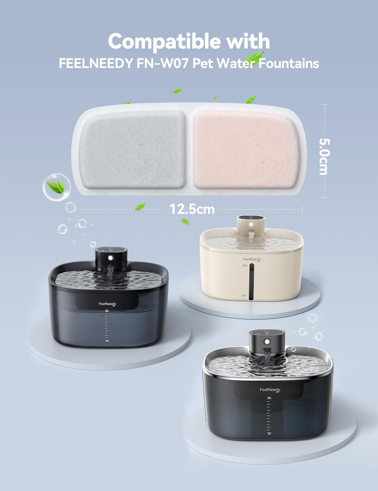 6 Pack Filter For Cat Water Fountain & 6 Pack Sponges Filter Replacement, Cat Drinking Fountain Filter For 135 Fl Oz/4L Cat Wate