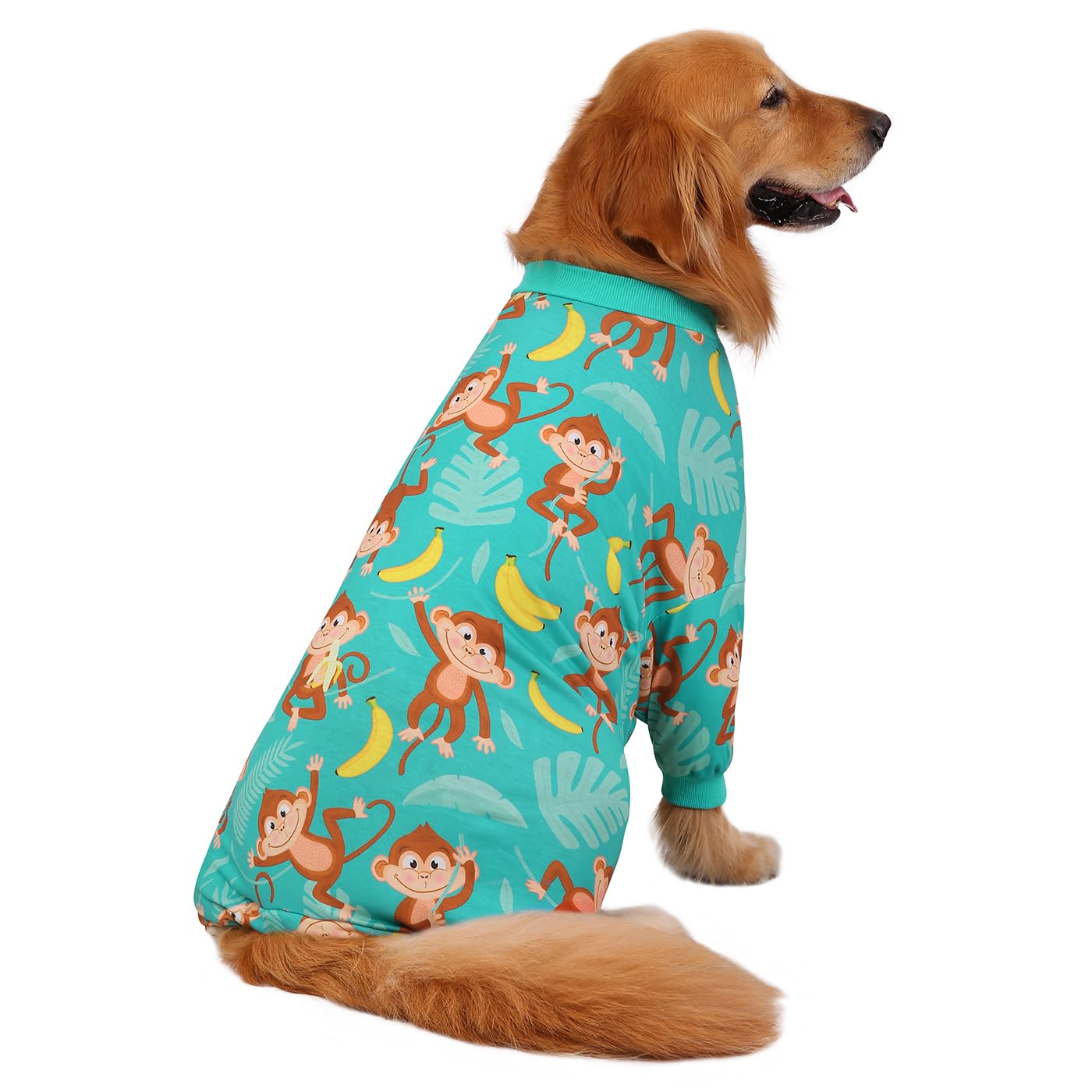 Hde Dog Pajamas One Piece Jumpsuit Lightweight Dog Pjs Shirt For M-3Xl Dogs Monkeying Around - 2Xl
