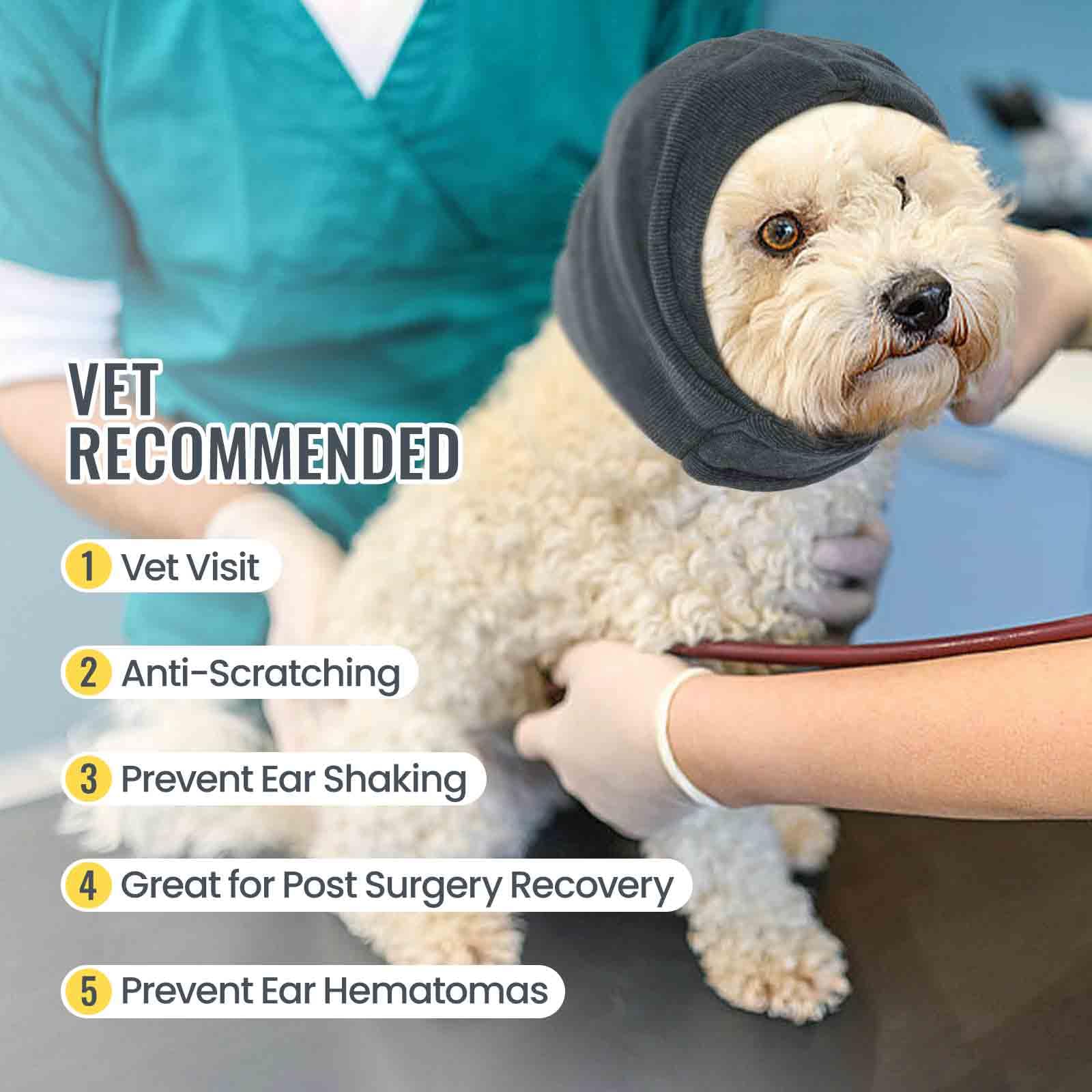 Idomik Dog Calming Hoodie No Shake Ear Wraps For Dogs, Dog Ear Head Covers For Noise Reduction & Anxiety Relief, Dog Ear Headban