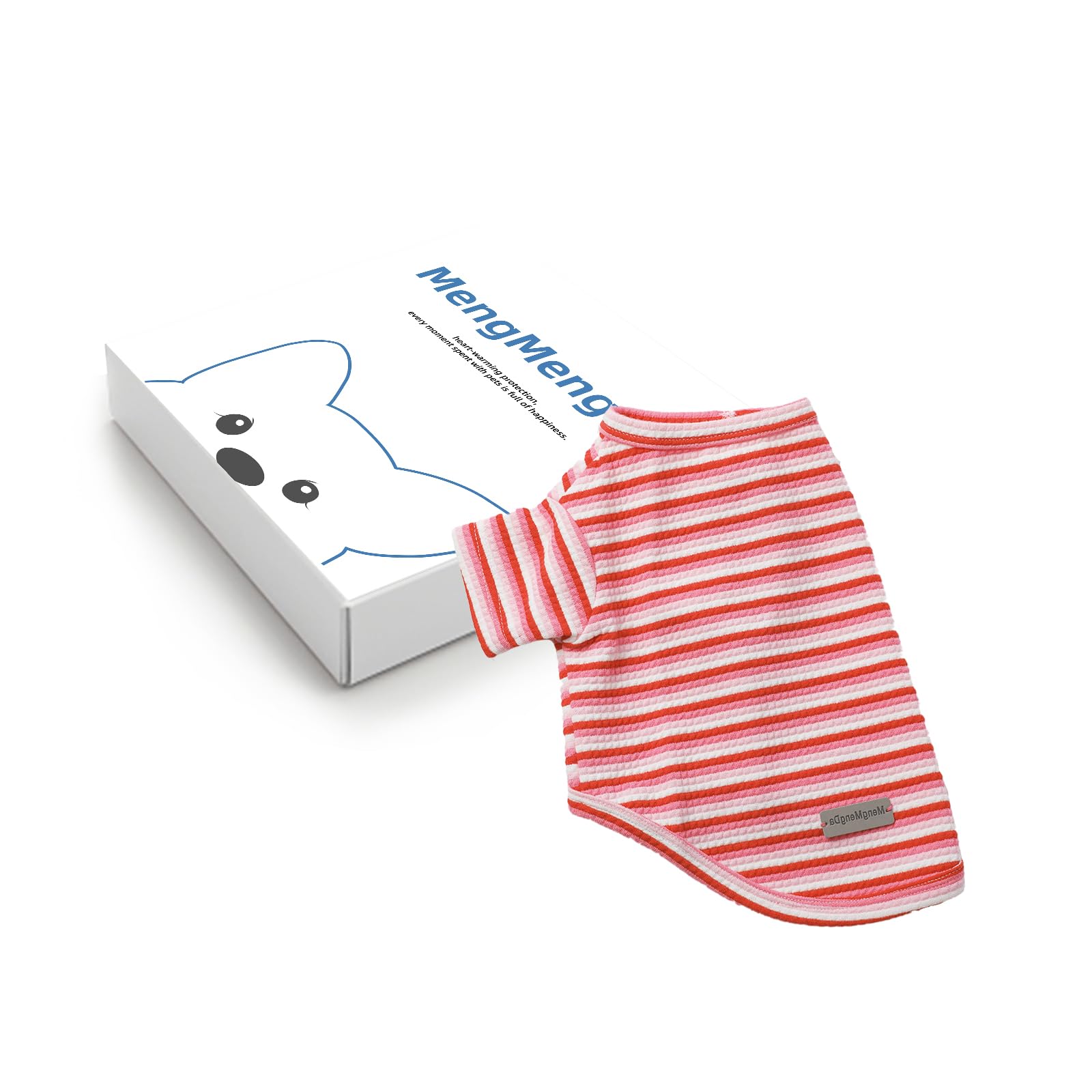 Mengmengda Small Dog Shirts, Cotton Clothes Indoor During Winter, Schnauzer, Chihuahua, Breathable Soft Clothes (Pink Stripe-Xs)