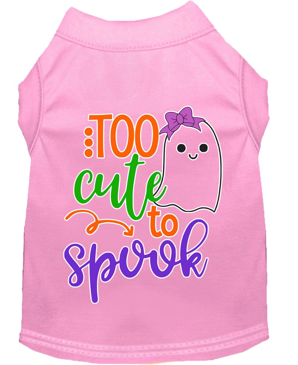 Halloween Pet Dog & Cat Shirt Screen Printed, &quot;Too Cute To Spook - Girly Ghost&quot; Light Pink XL (14-20 lbs.)