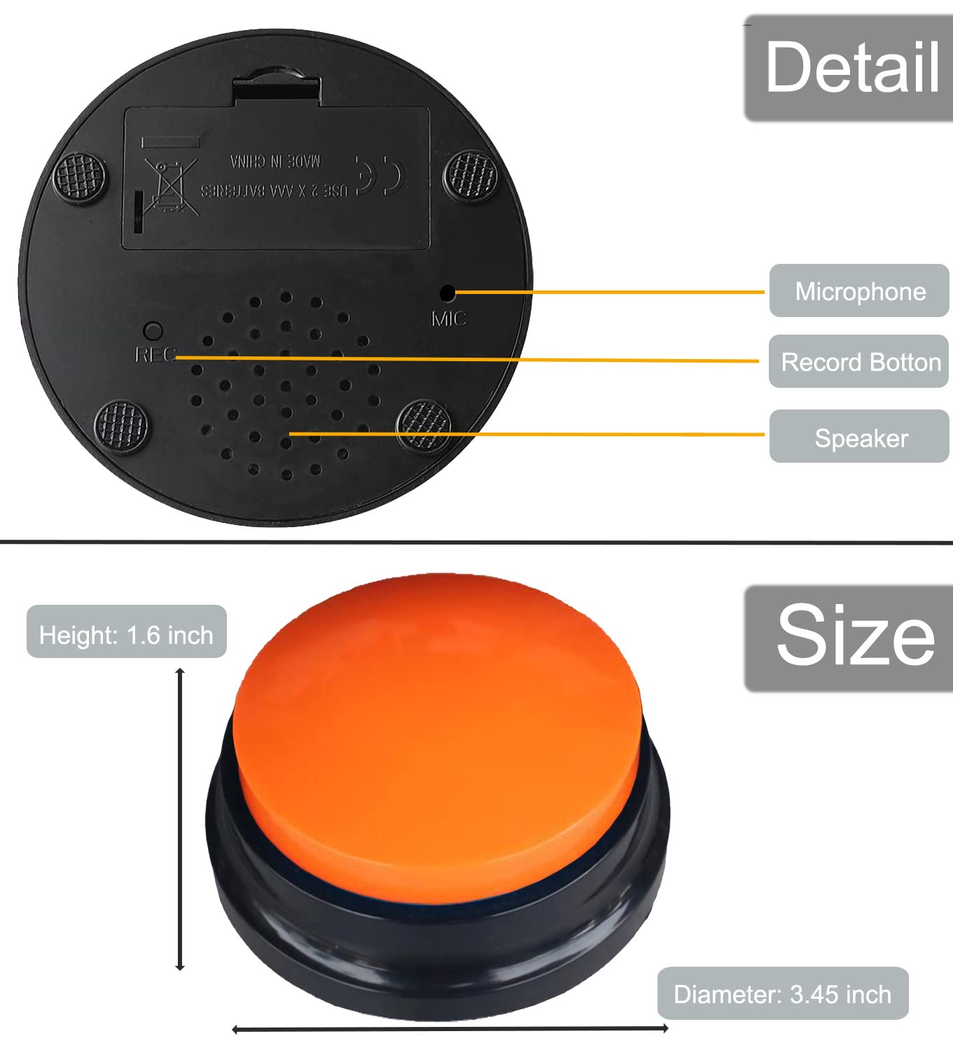 FRQNTKPA 10 Color Voice Recording Button, Dog Buttons for Communication Pet Training Buzzer, 30 Second Record & Playback, Funny