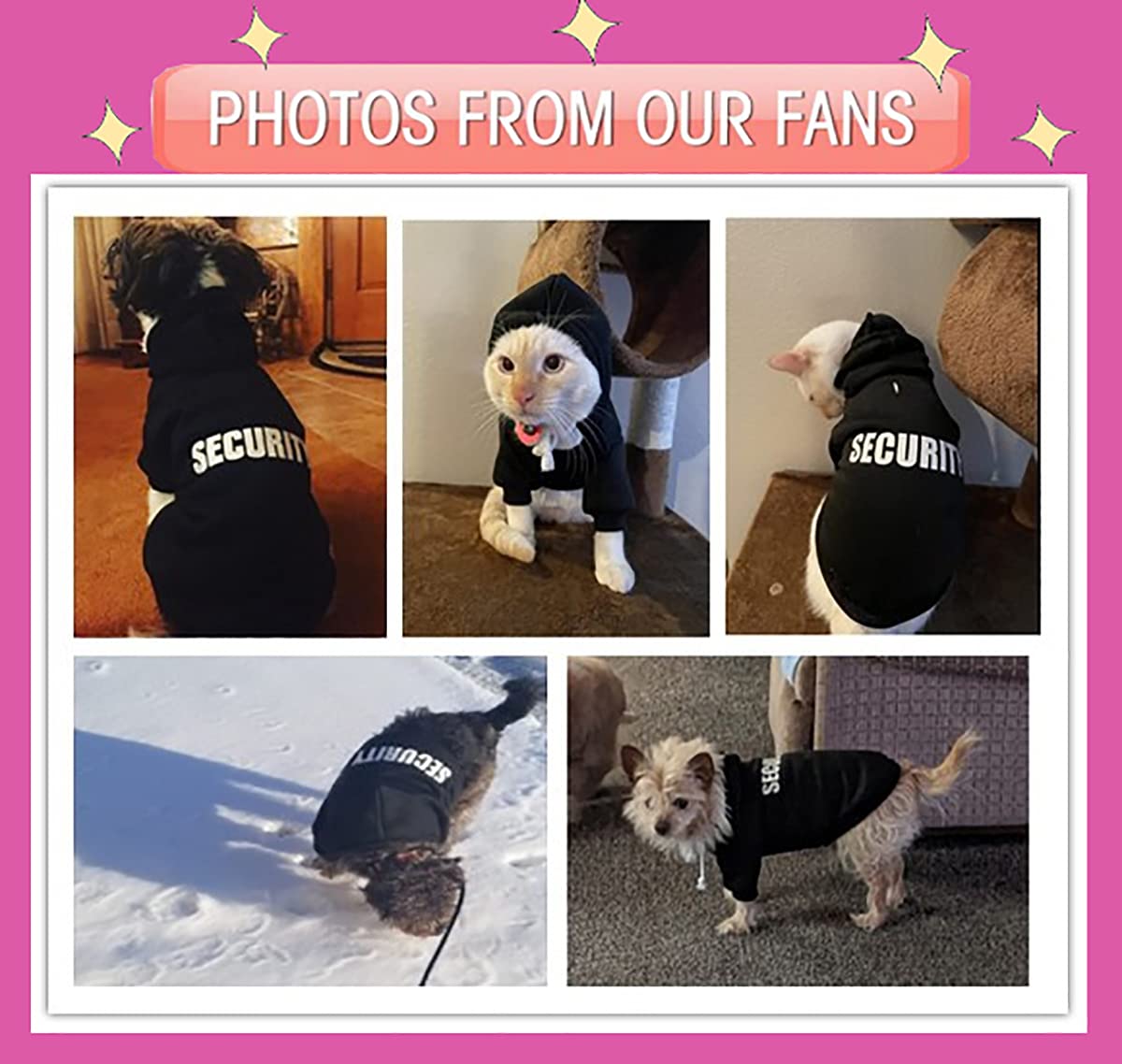 Security Dog Hoodies Dog Clothes Apparel Winter Sweatshirt Warm Sweater Cotton Puppy Small Dog Hoodie For Small Dog Medium Large Dog Cat (Black, M)