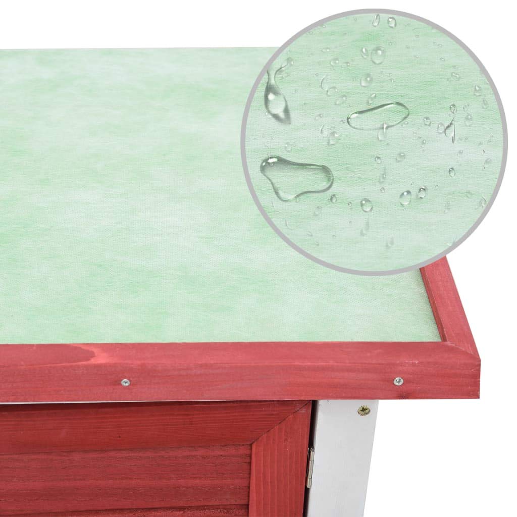 Vidaxl Outdoor Wooden Rabbit Hutch With Weatherproof Green Roof, Iron Wire Mesh, And Cleaning Tray - Spacious Pet Enclosure In Red