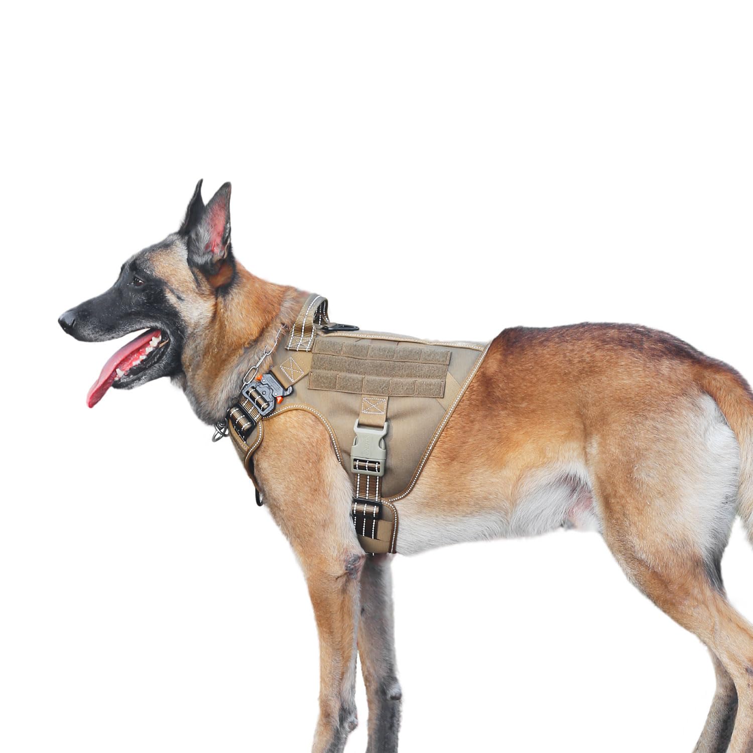 Icefang Gn1 Reflective Tactical Dog Harness X-Large Sized, Molle K9 Dog Vest With 2X Metal Buckles,Adjustable Pet Harness, No Pu