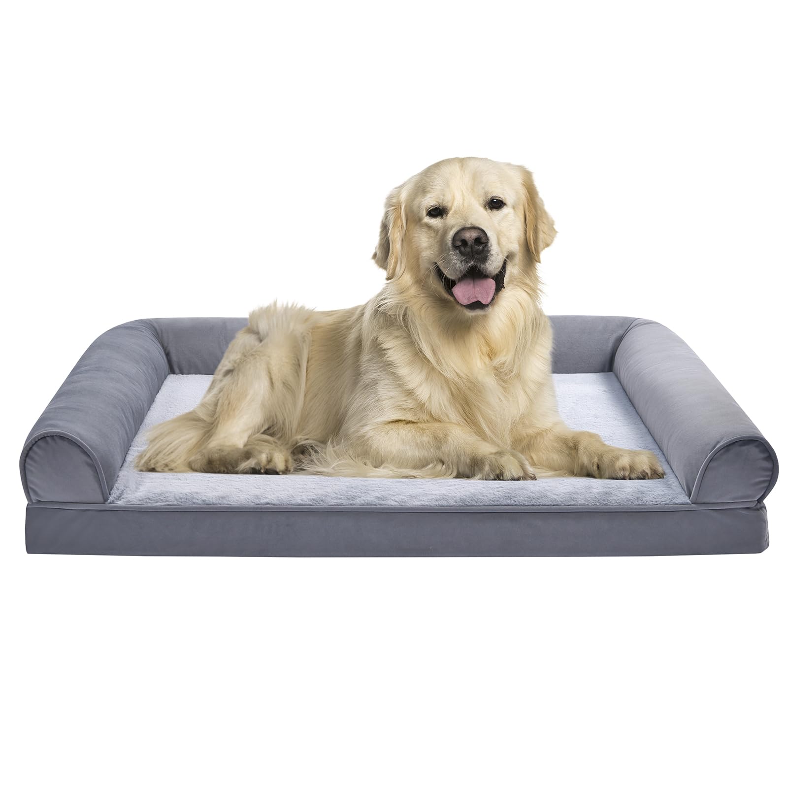 Amazon Basics Foam Living Room Couch Dog Pet Bed With Removable Cover, Grey, 44'' X 35''