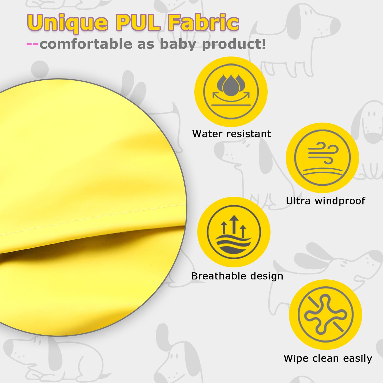 Hi Sprout Dog Raincoat, Dog Rain,Water And Snow Proof Jacket With Hood, Leash Hole And Reflective Strap, Lightweight Puppy Cloth