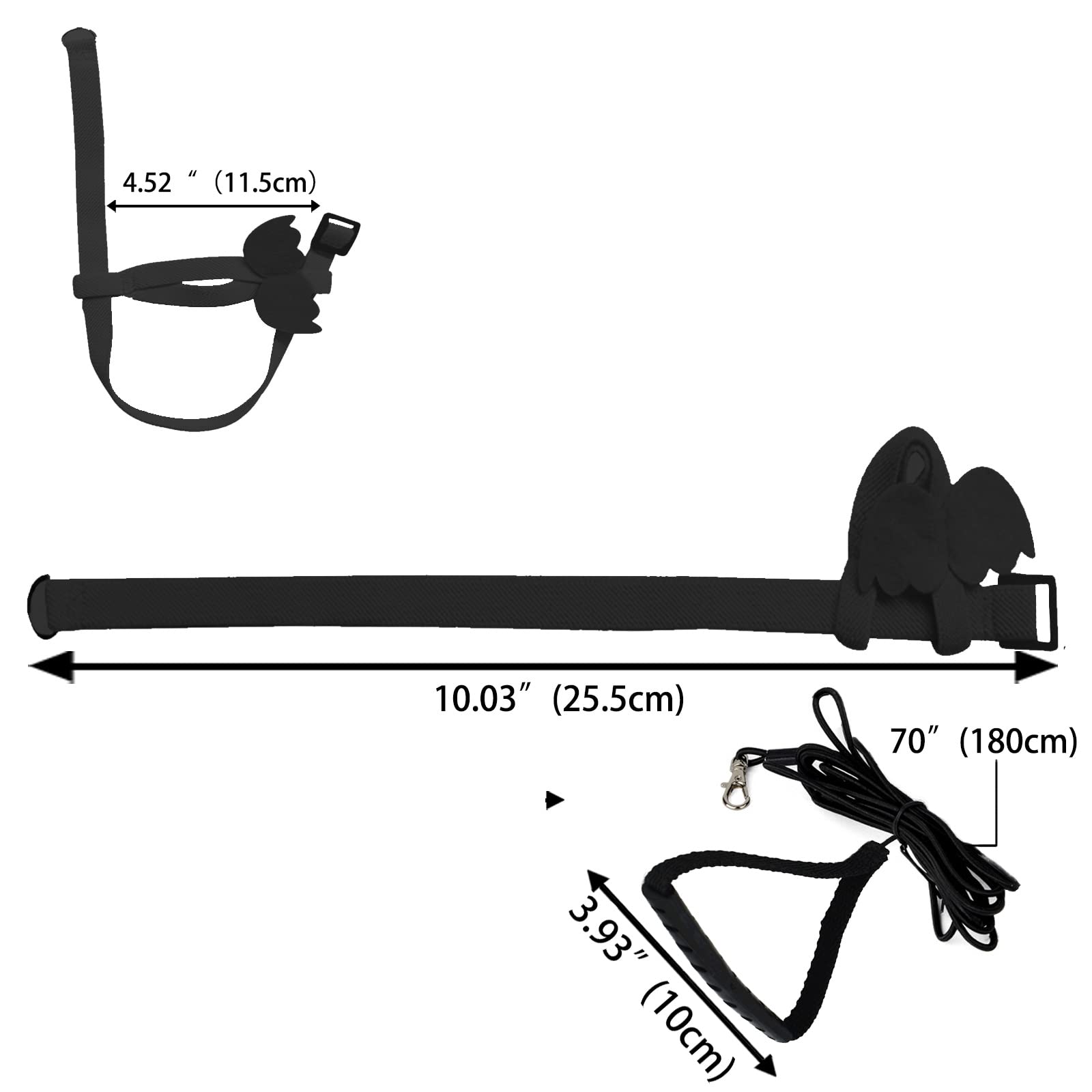 Dnoifne Pet Parrot Bird Harness And Leash, Adjustable Training Design Anti-Bite, Bird Nylon Rope With Cute Wing For Parrots, Suitable For Scarlet, Keck, Mini Macaw And Same Size Birds (Black)