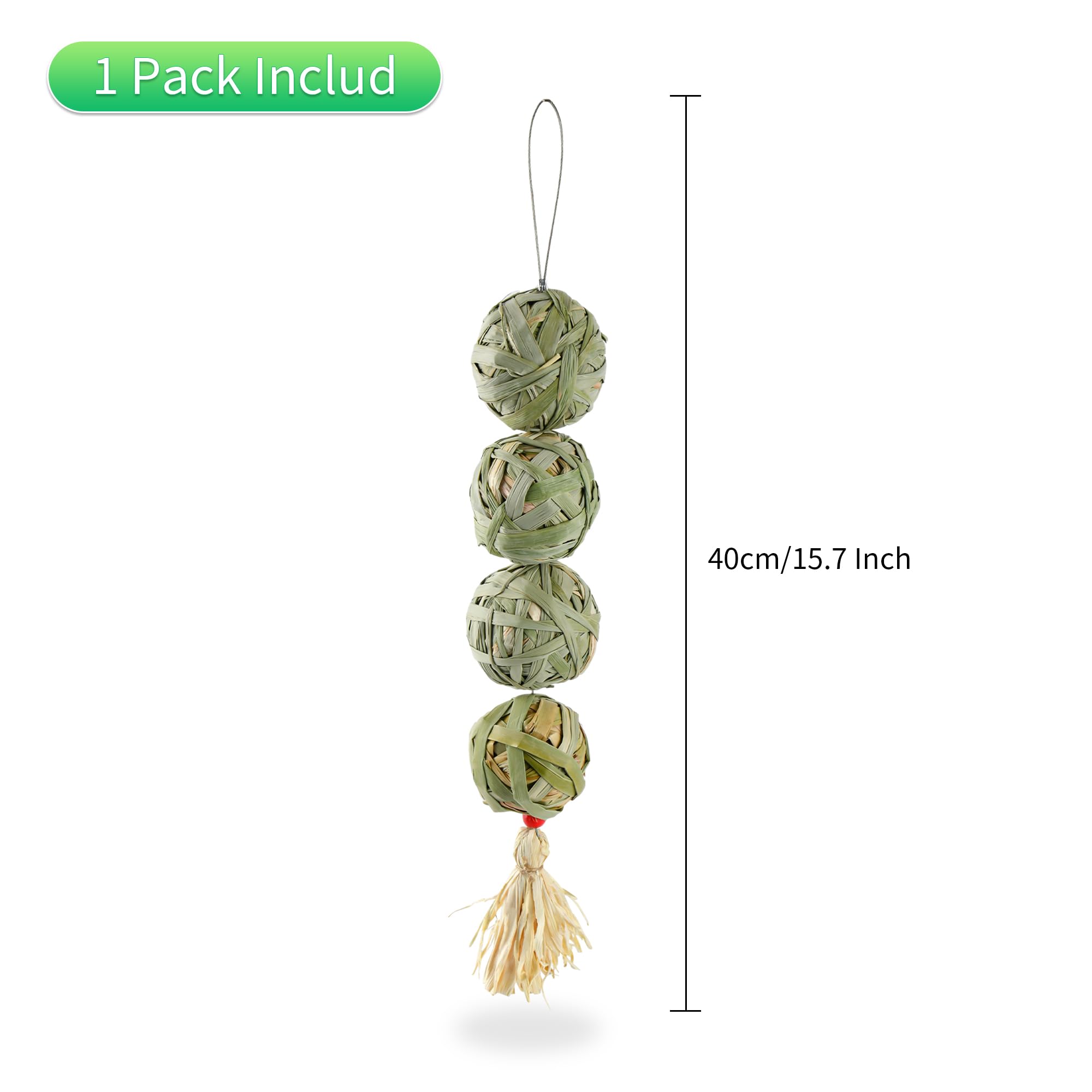 Wookiwuki Rabbit Chew Balls, Edible Woven Grass Ball Hay Small Animals Play Balls, Chewable Teething Activity Toy For Chinchilla