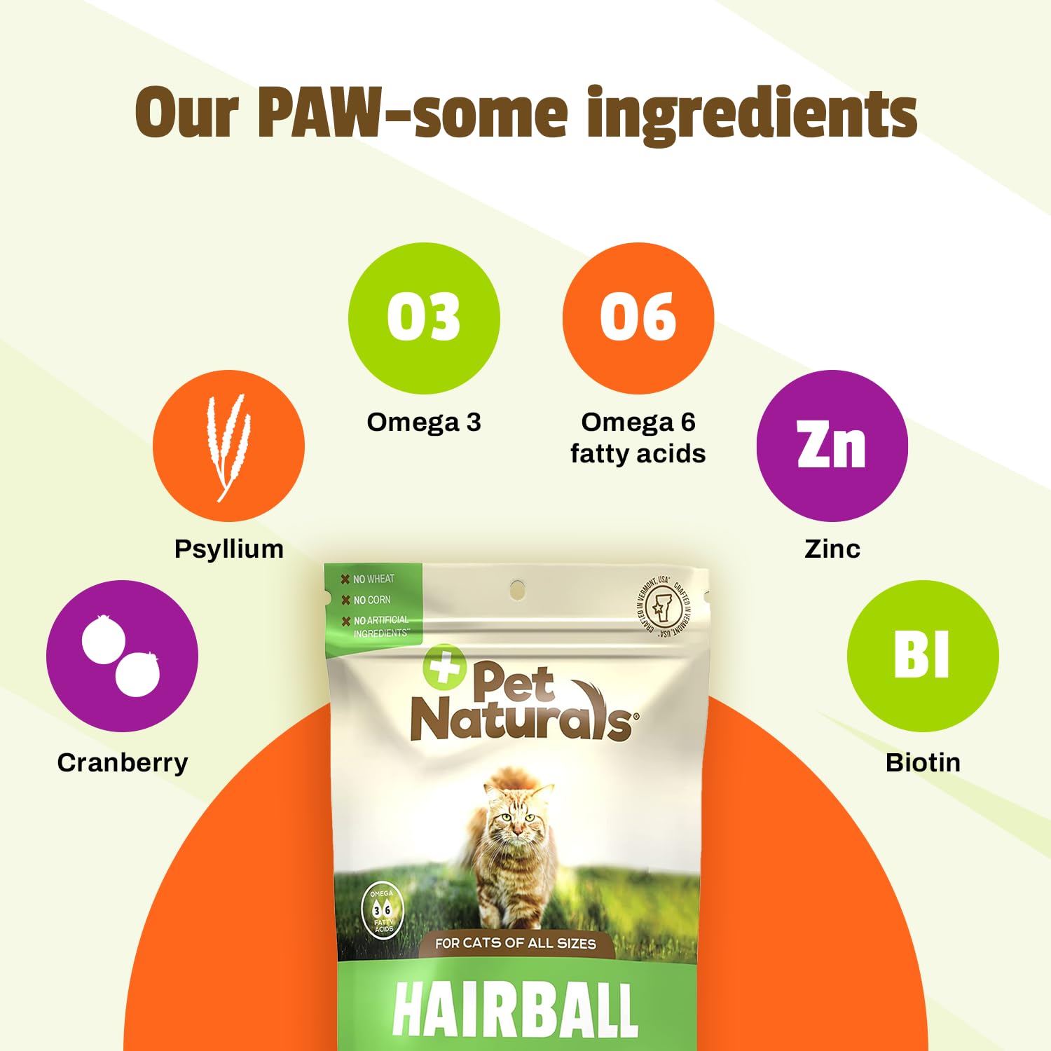 Pet Naturals Hairball - 30 Chicken-Flavored Chews - Cat Supplements & Vitamins for Hairball Control and Digestive Support, Conta