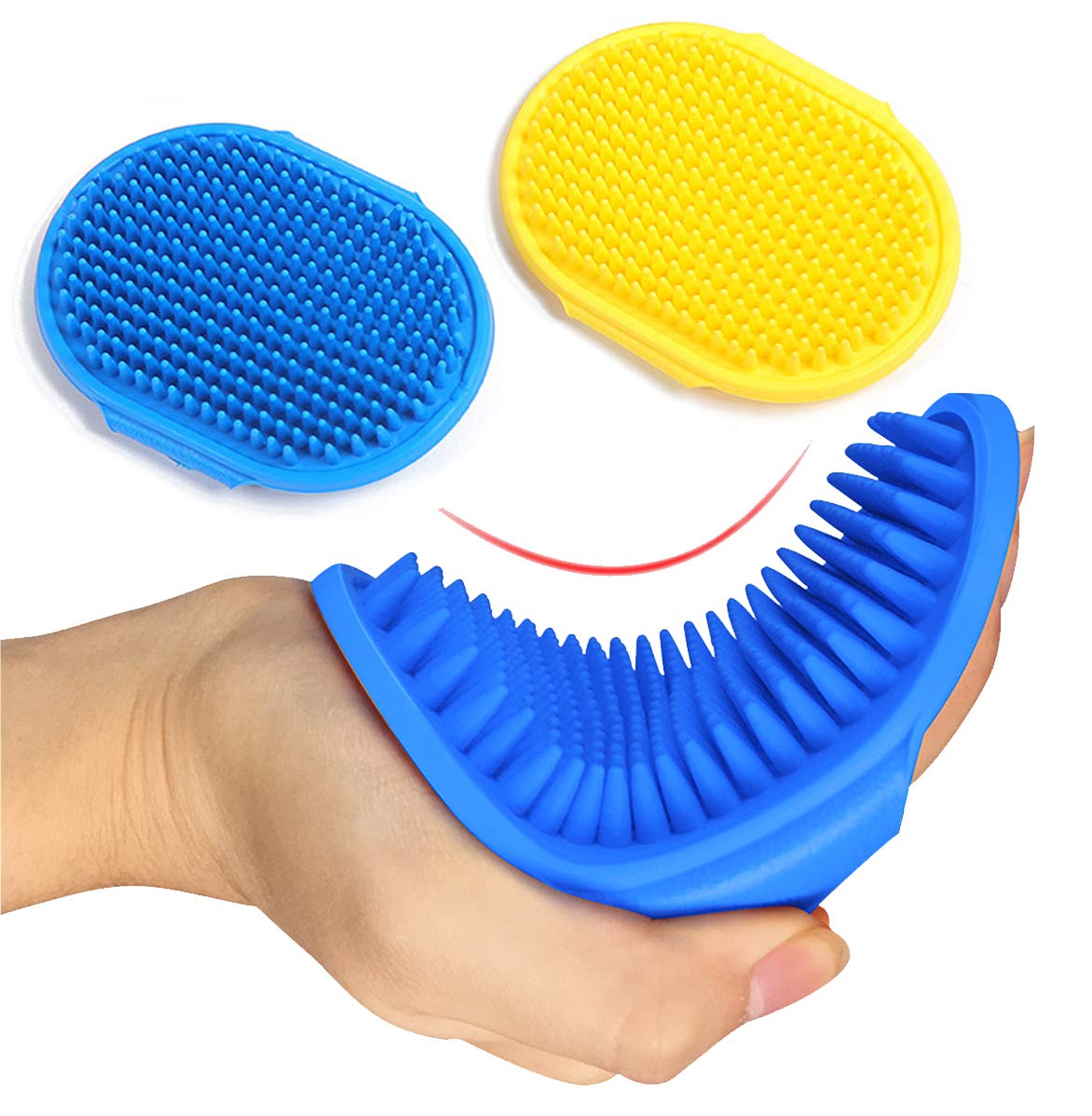 Kwispel 2 Pcs Dog Grooming Brush, Pet Shampoo Brush Dog Bath Grooming Shedding Brush Soothing Massage Rubber Comb With Adjustable Strap For Short Long Haired Dogs And Cats
