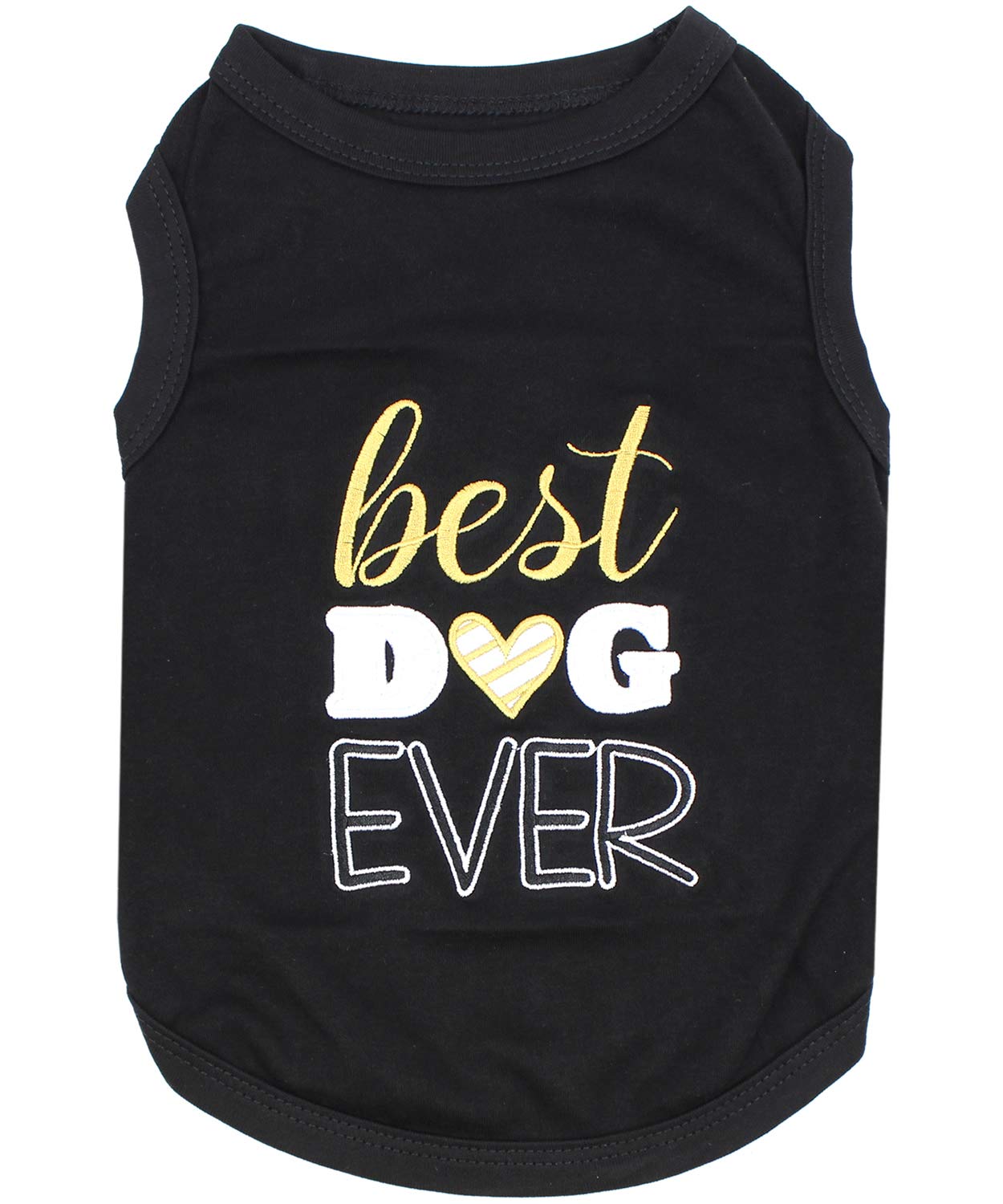 Parisian Pet Dog Summer Clothes | 'Best Dog Ever' Funny Dog Tshirt With Embroidery Pattern, Size 2Xl