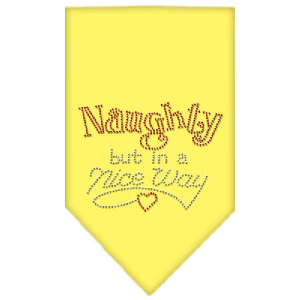 Christmas Pet and Dog Bandana Rhinestone, &quot;Naughty, But In A Nice Way&quot; Yellow Small
