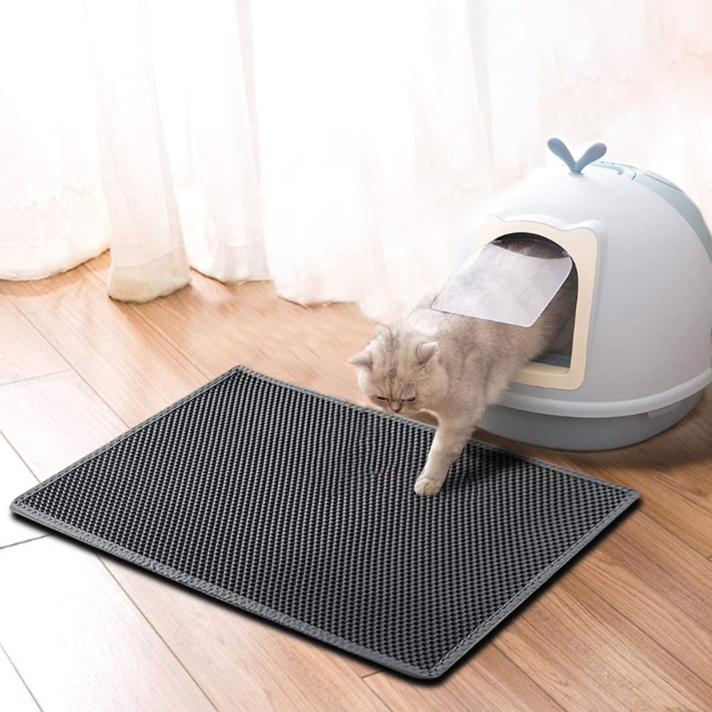 Kaxionage Cat Litter Mat, 24X30 Inch Litter Box Mat,Honeycomb Double Layer Trapping Litter Mat Design,Waterproof Urine Proof Kit