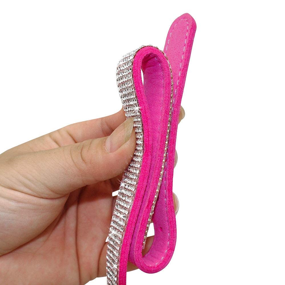 Haoyueer Cute Dazzling Sparkling Elegant Fancy Soft Suede Leather Bling Rhinestone Crystal Jeweled Pet Cat Dog Puppy Collar Dog