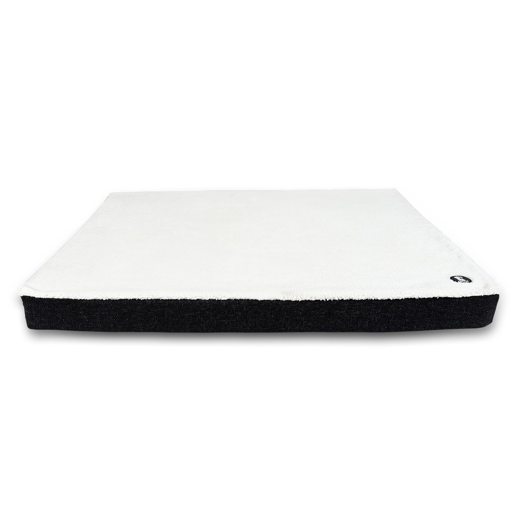 FURRY CASTLE Orthopaedic Pet Bed with Supersoft Fur On Top & Antiskid Bottom (Pack of 1, Black, Size: S, 24X30X3 Inches)
