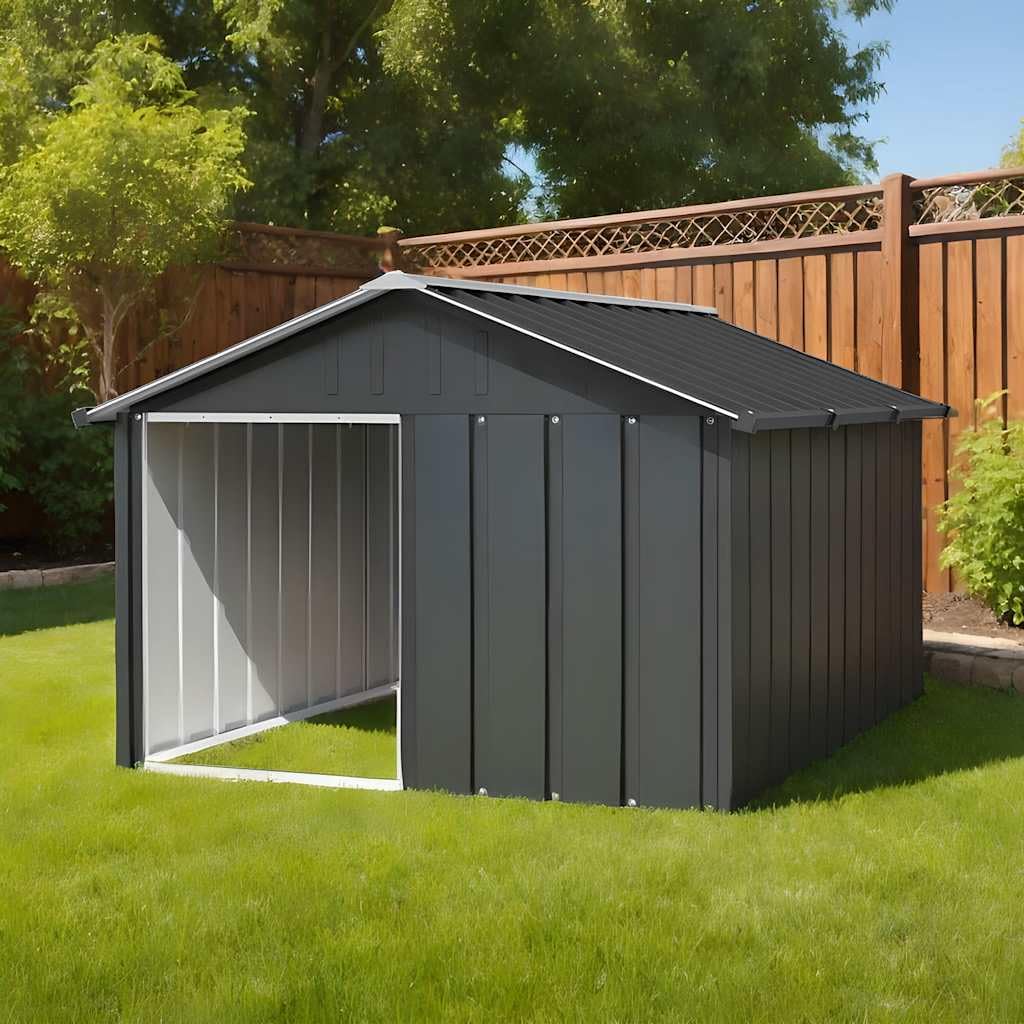 vidaXL Dog House, Outdoor Pet Kennel with Weather Resistant Roof, Durable Outdoor Puppy Shelter Kennel for Pet, Anthracite Galvanized Steel